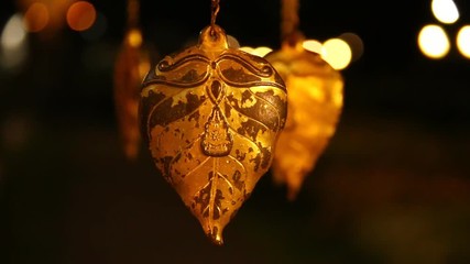 leaf of golden Bodhi tree statue in the royal floral ,chiangmai  Thailand