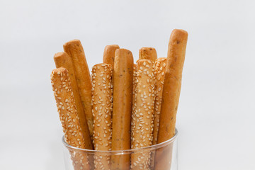 bread stick on glass