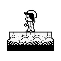 Warrior in scenery game item icon vector illustration graphic design