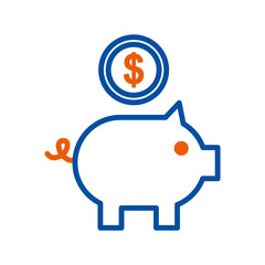 piggy bank with coin bank saving application vector illustration