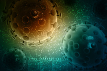3d rendering Virus bacteria cells background