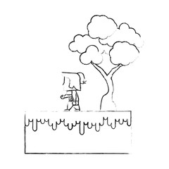 Warrior in scenery game item icon vector illustration graphic design