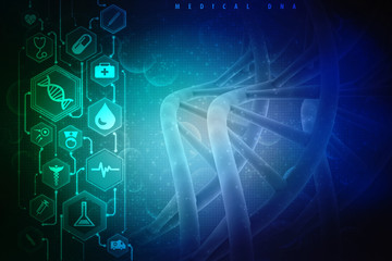 3d render of dna structure, abstract background