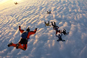 Fotobehang Group skydiving © Sky Antonio