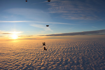 Fototapeta na wymiar Group skydiving