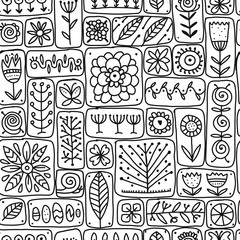 Ethnic floral wall, seamless pattern for your design