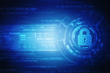 2d illustration Safety concept: Closed Padlock on digital background
