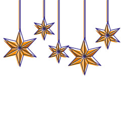 christmas ornaments with stars hanging and decoration vector illustration
