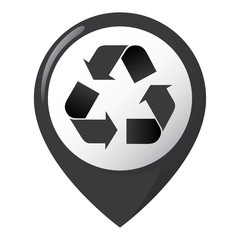 Icon representing recycling location, wood, black. Ideal for catalogs, informative and recycling guides
