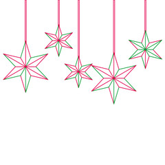 christmas ornaments with stars hanging and decoration vector illustration