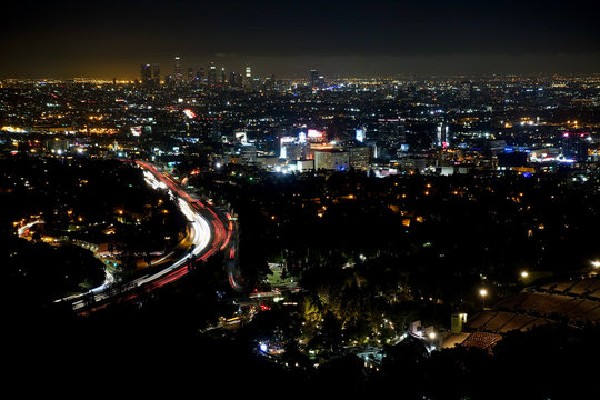 Downtown Los Angeles and Hollywood bowl Cityscape