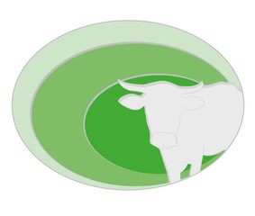 eco logo. silhouette of a cow on a green background. vector illustration.