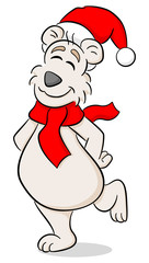 fröhlicher cartoon Eisbär mit Weihnachtsmütze