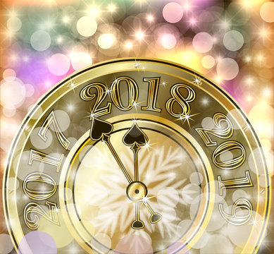 Merry Christmas & Happy 2018 New year golden banner, vector illustration