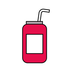 energy drink can with straw concept vector illustration