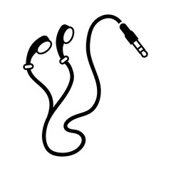 earphones plug multimedia music cable vector illustration