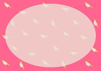Little yellow cute birds on pink background | Frame graphic design