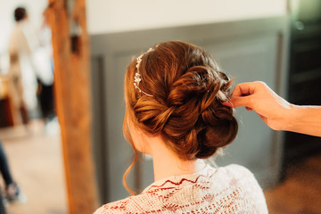bride getting her hair done