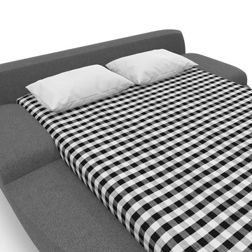 Double bed isolated over white. 3D illustration