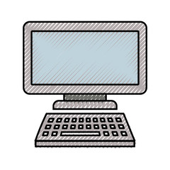 computer monitor with keyboard technology gadget template vector illustration