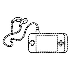 portable video game console with earphones for fun gadget vector illustration