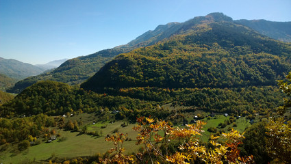 Panoramic views of gorgeous rich nature of Montenegro during the autumn season 