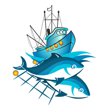 Fishing vessel and fish in networks
