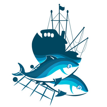 recommend clip art: Silhouette of fishing trawler