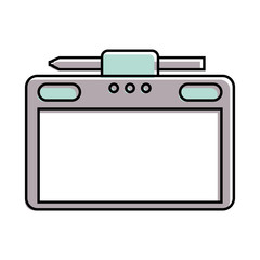 graphic tablet with pen digital work equipment gadget digital vector illustration