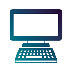 computer monitor with keyboard technology gadget template vector illustration