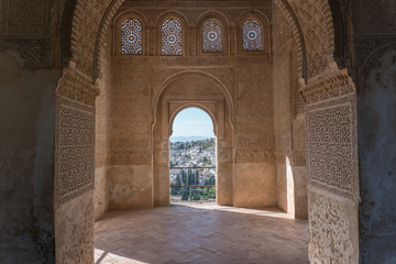 Moresque ornaments from Alhambra Islamic Royal Palace, Granada, Spain. 16th century