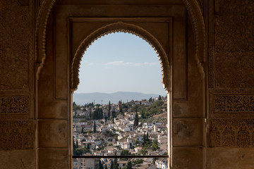 Fototapeta premium Moresque ornaments from Alhambra Islamic Royal Palace, Granada, Spain. 16th century