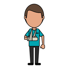 patient with arm Plastered icon vector illustration graphic design