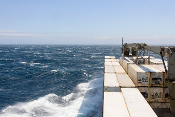 Fototapeta na wymiar Container ship, view from bridge