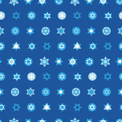 Jewish stars set seamless pattern. Star of David national Israel symbols