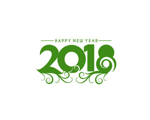Happy new year 2018 swirl text design