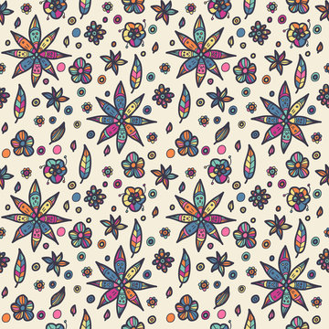 Floral seamless floral pattern in doodle style. 