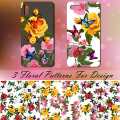 Phone cover with roses and butterflies