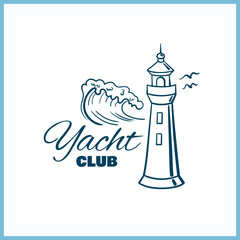 Yacht Club Badge With Lighthouse