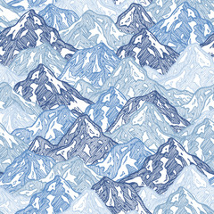 Mountains seamless pattern. Fun mountains abstract illustration. Vector illustration