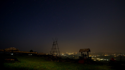 mountain view night scene