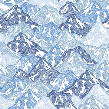 Mountains seamless pattern. Fun mountains abstract illustration. Vector illustration