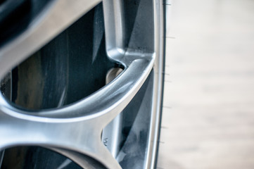 closeup of car rim alloy
