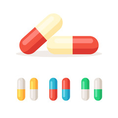 Capsules pills icon set