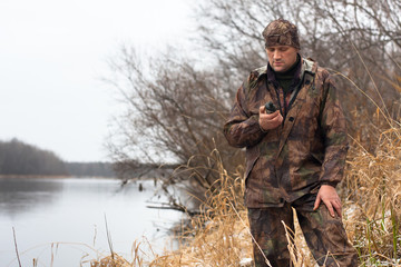 man with gps navigator