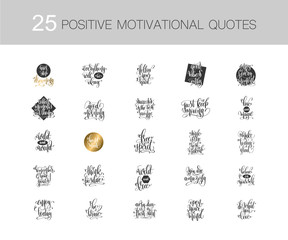 set of 25 hand lettering positive quotes
