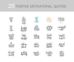 set of 25 handwritten lettering inscriptions positive quote