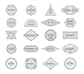 Set of minimal geometric vintage labels with the place for text.