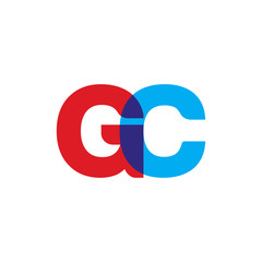 Initial letter GC, overlapping transparent uppercase logo, modern red blue color