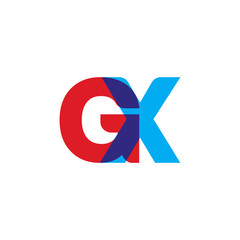 Initial letter GX, overlapping transparent uppercase logo, modern red blue color